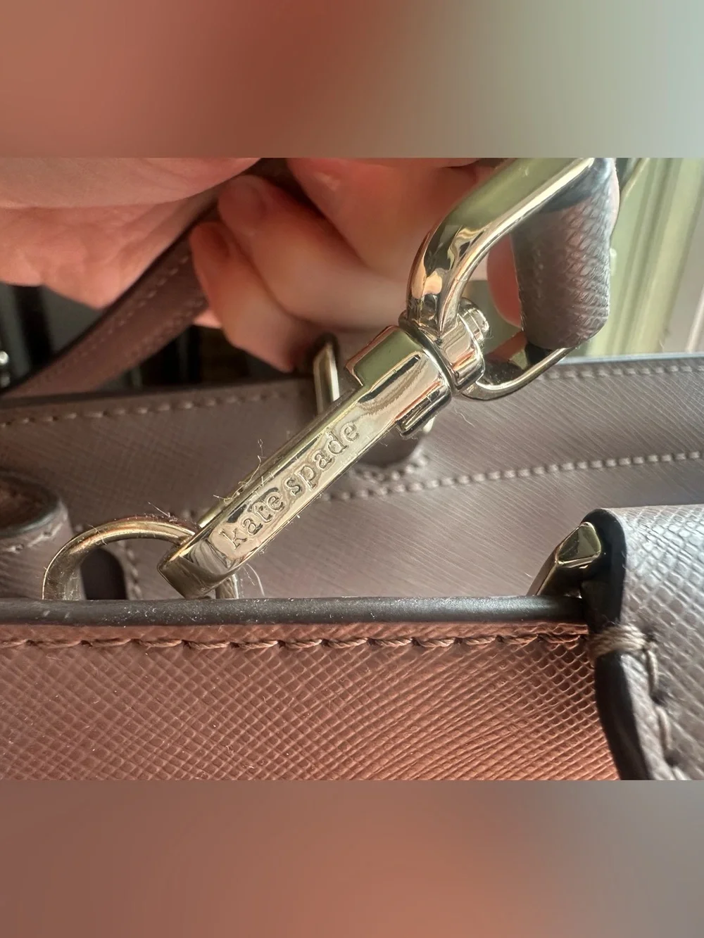 Kate Spade Taupe/gray/lilac Leather Crossbody Satchel